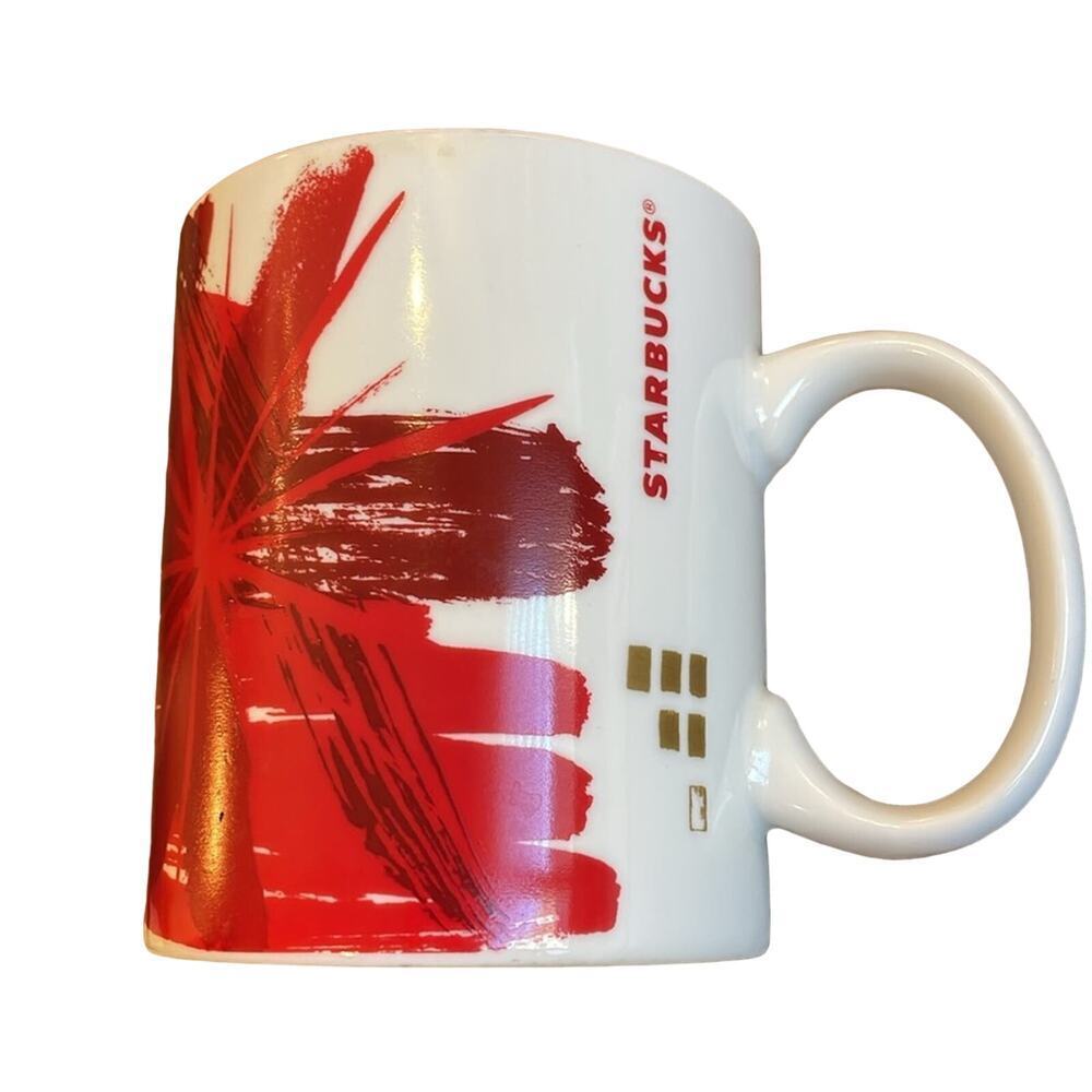 Starbucks 2014 Vintage Red, White, Gold Collectors Coffee Mug